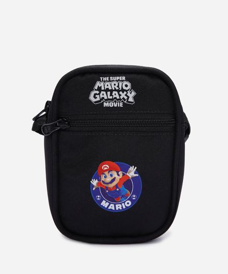 bolsa shoulder infantil mario bros - preto UNICO