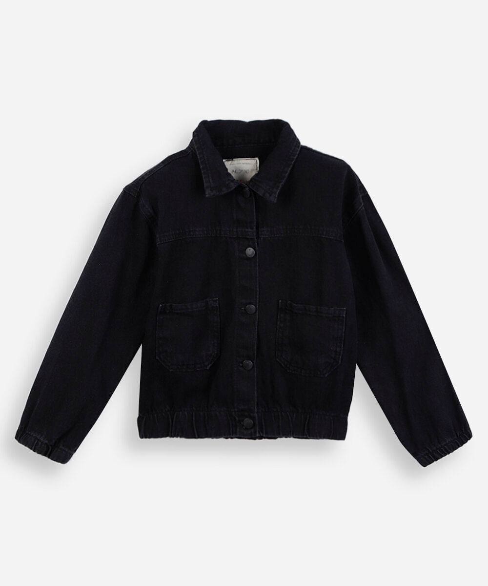 jaqueta bomber infantil jeans preta