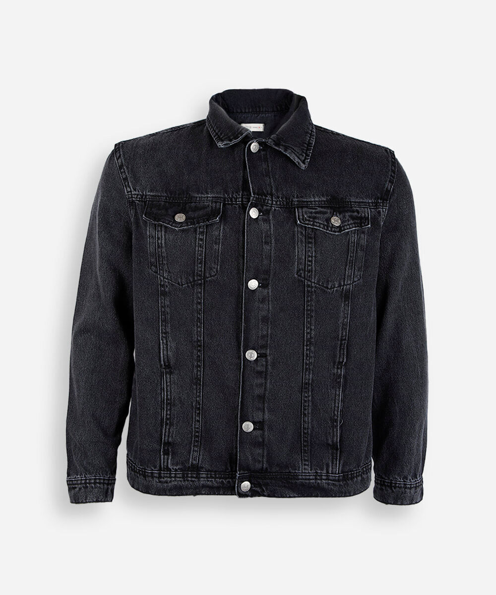 jaqueta juvenil jeans preta