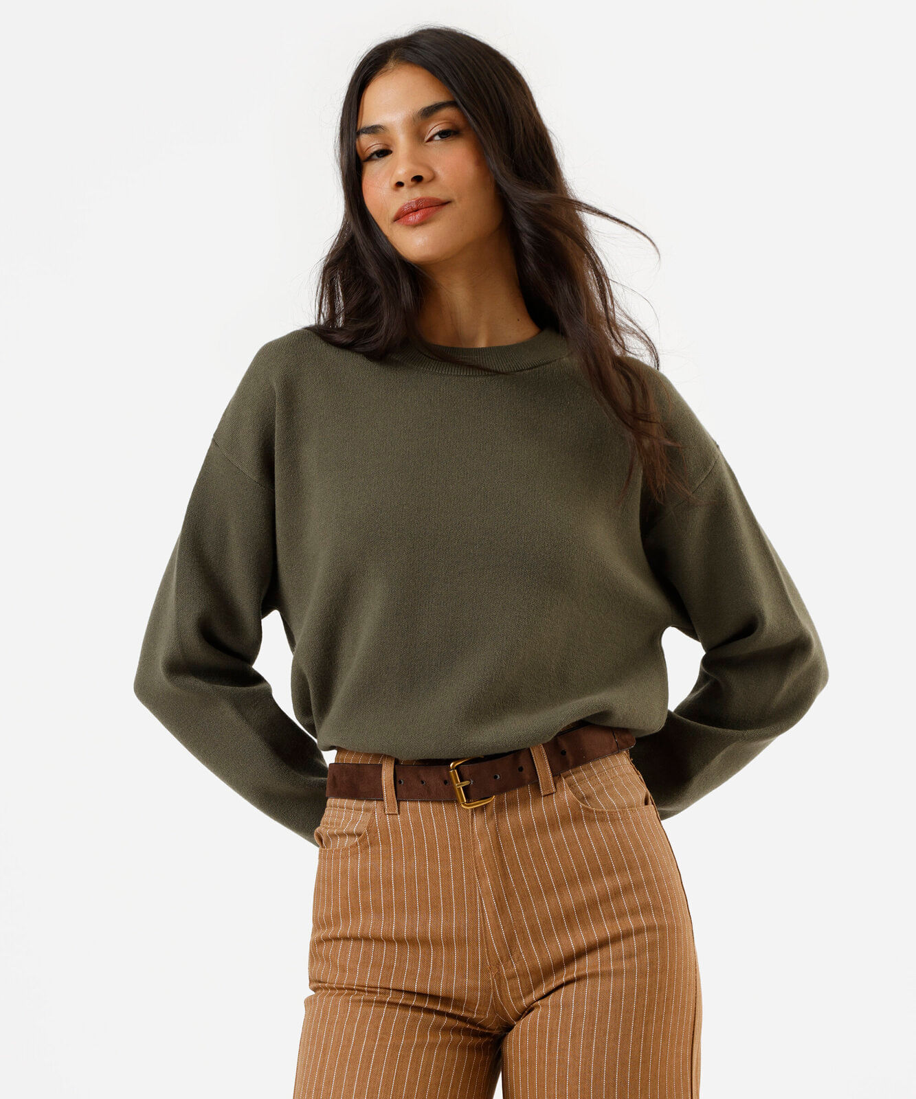 suéter feminino de tricot verde