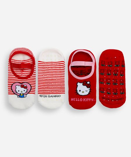 kit de 2 meias sapatilha hello kitty colorido 34-39