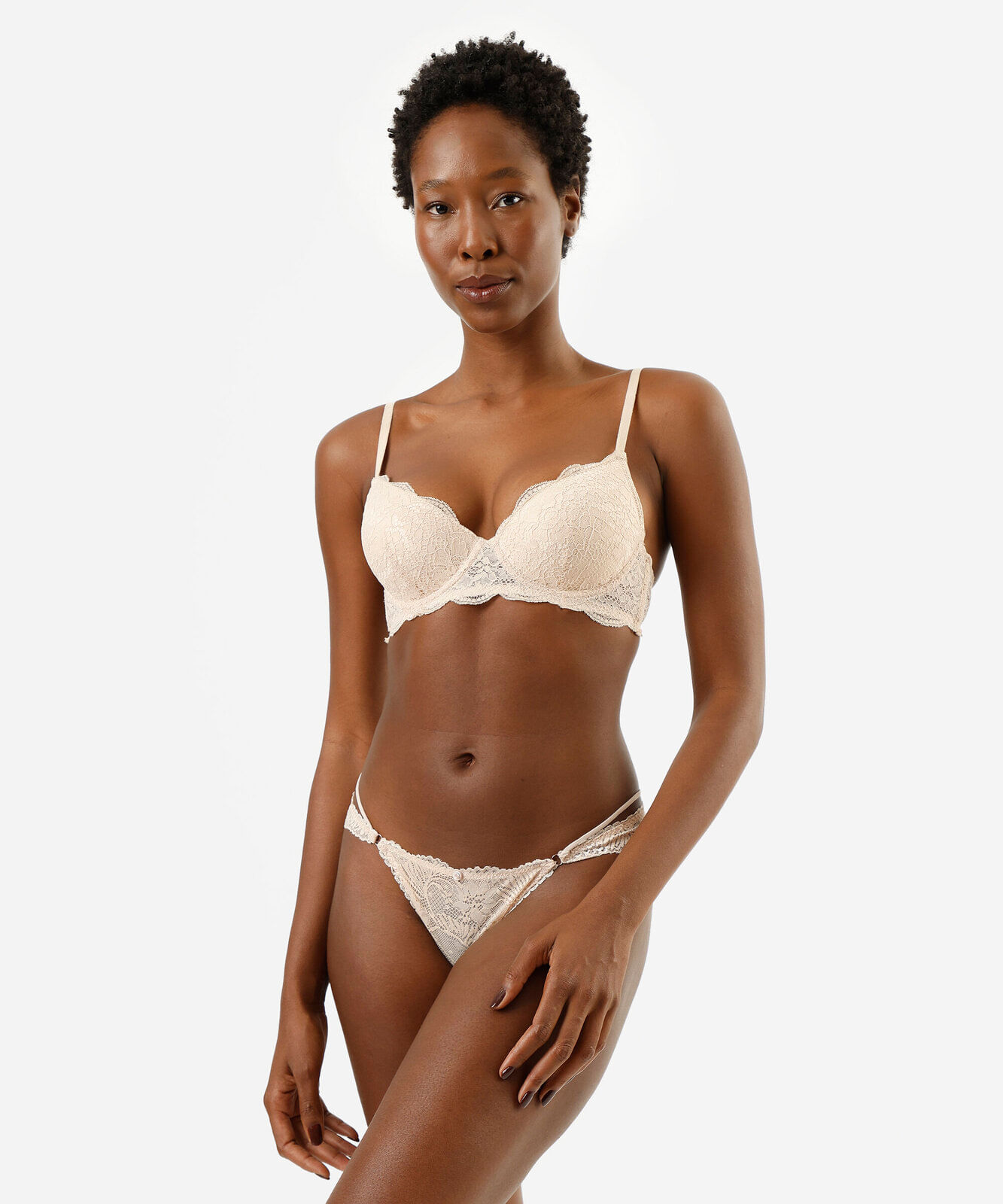 calcinha string fio dental feminina de renda floral rosa