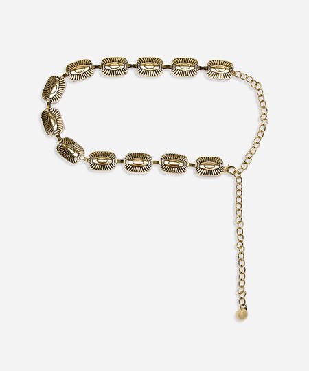 cinto de corrente texturizado dourado 105CM