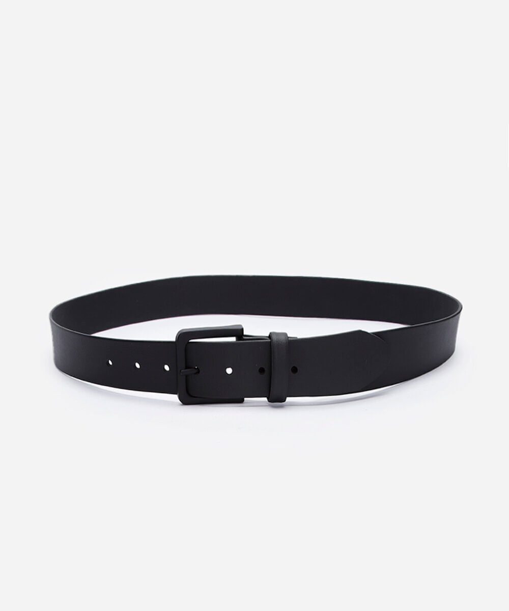 cinto com fivela quadrada fosco preto