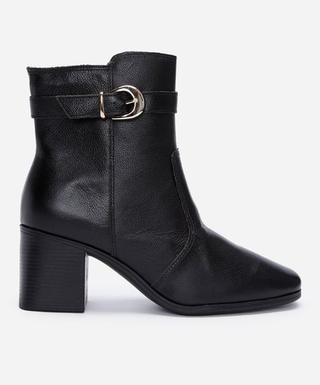 bota cano curto salto grosso com fivela preta 38
