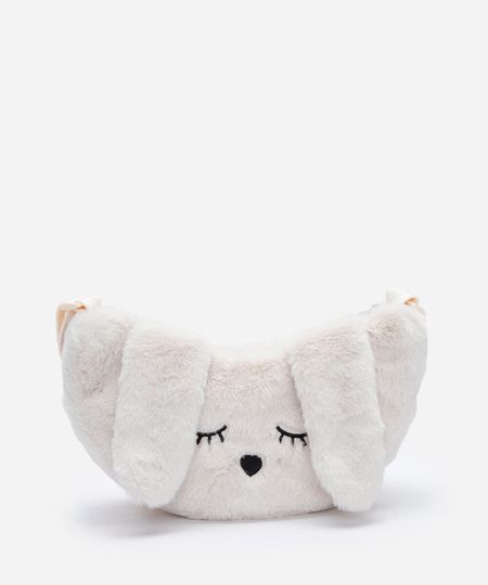 bolsa infantil de pelúcia coelho bege UNICO
