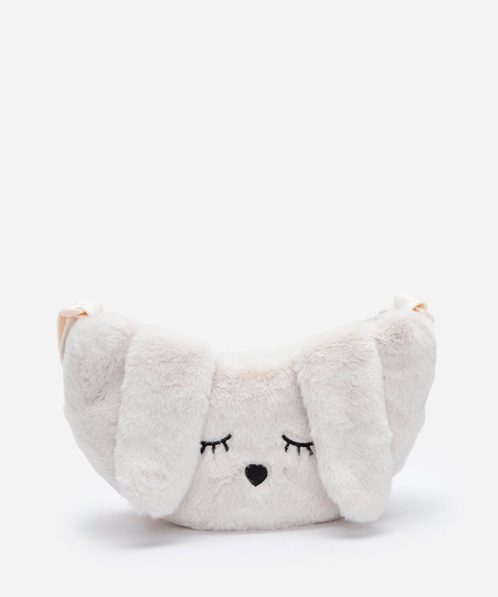 bolsa infantil de pelúcia coelho bege