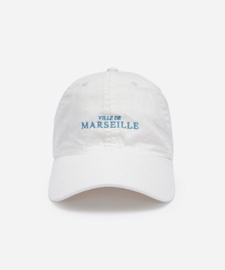 boné aba curva de sarja bordado azul UNICO