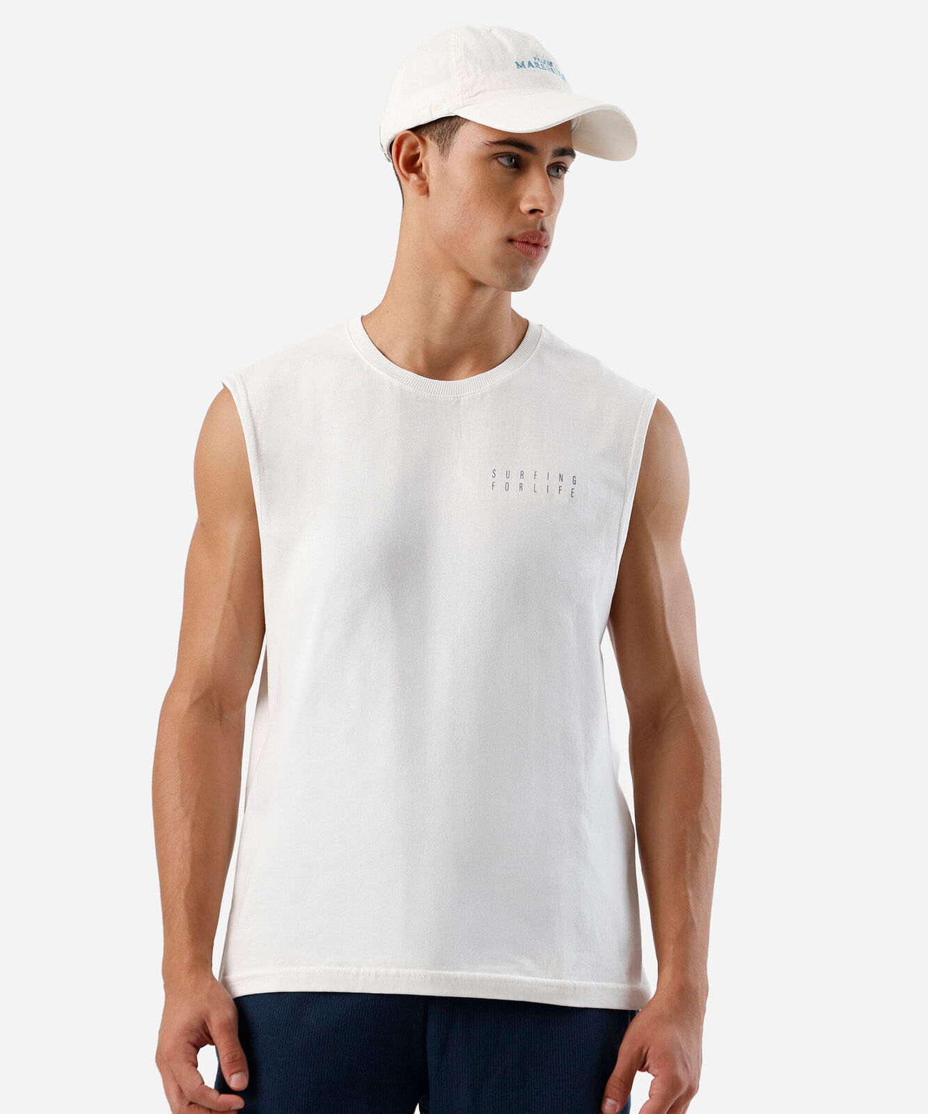 regata machão de algodão estampada off white