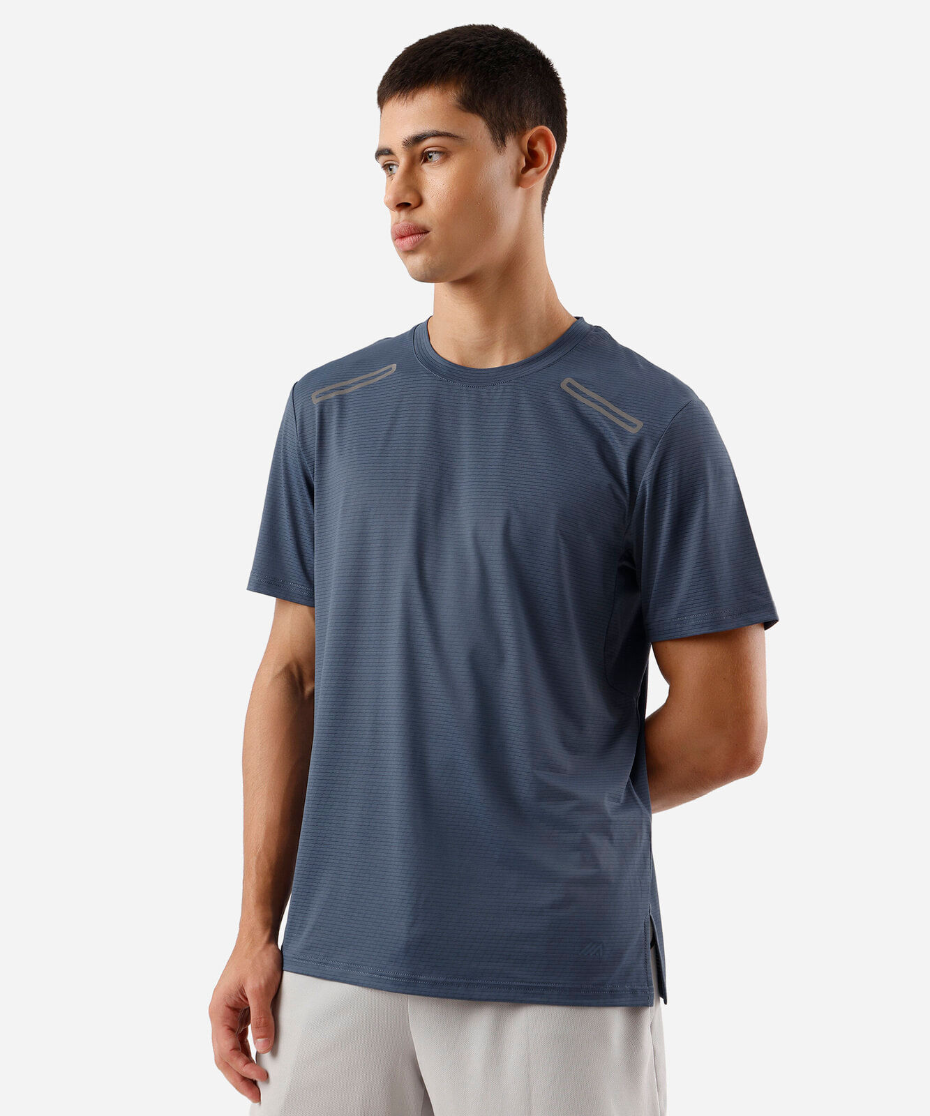 camiseta masculina esportiva texturizada azul