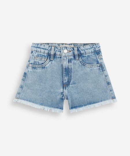 short infantil jeans com barra desfiada azul 8