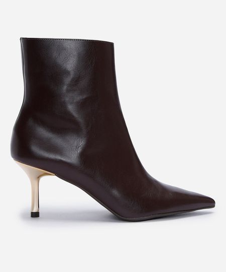 bota feminina cano curto e salto fino marrom 34
