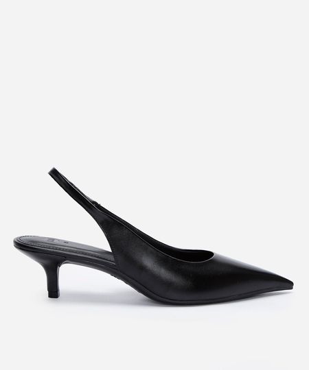 scarpin fino salto baixo oneself preto 34