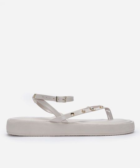 rasteirinha flatform com tachas off white 35