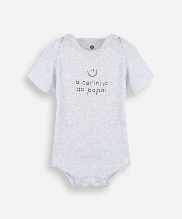body infantil de algodão manga curta estampado cinza 6-9