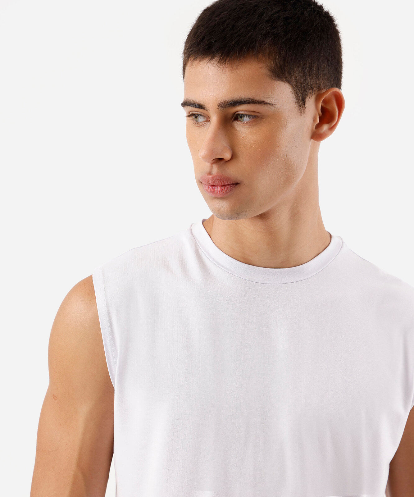 regata esportiva machão slim masculina de viscose branca