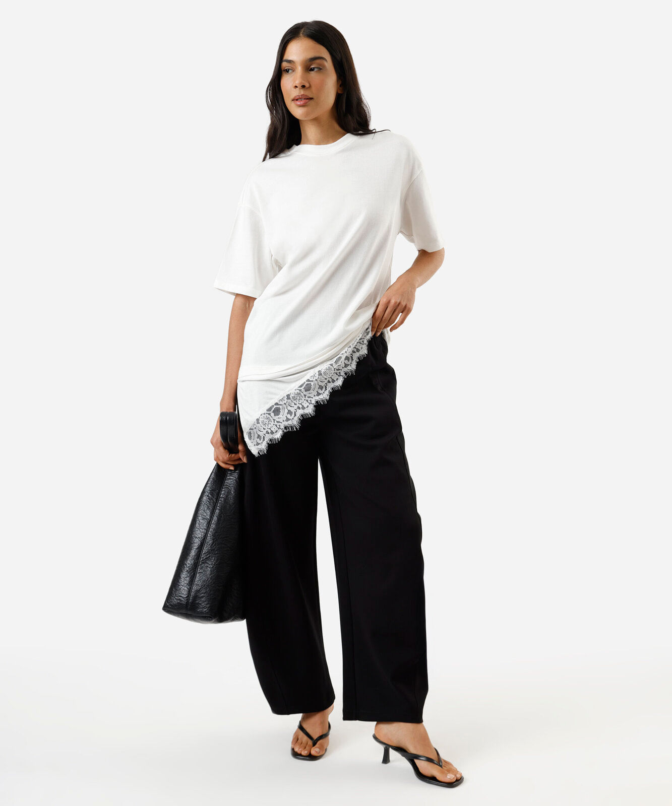 calça barrel feminina de moletom cós elástico preta