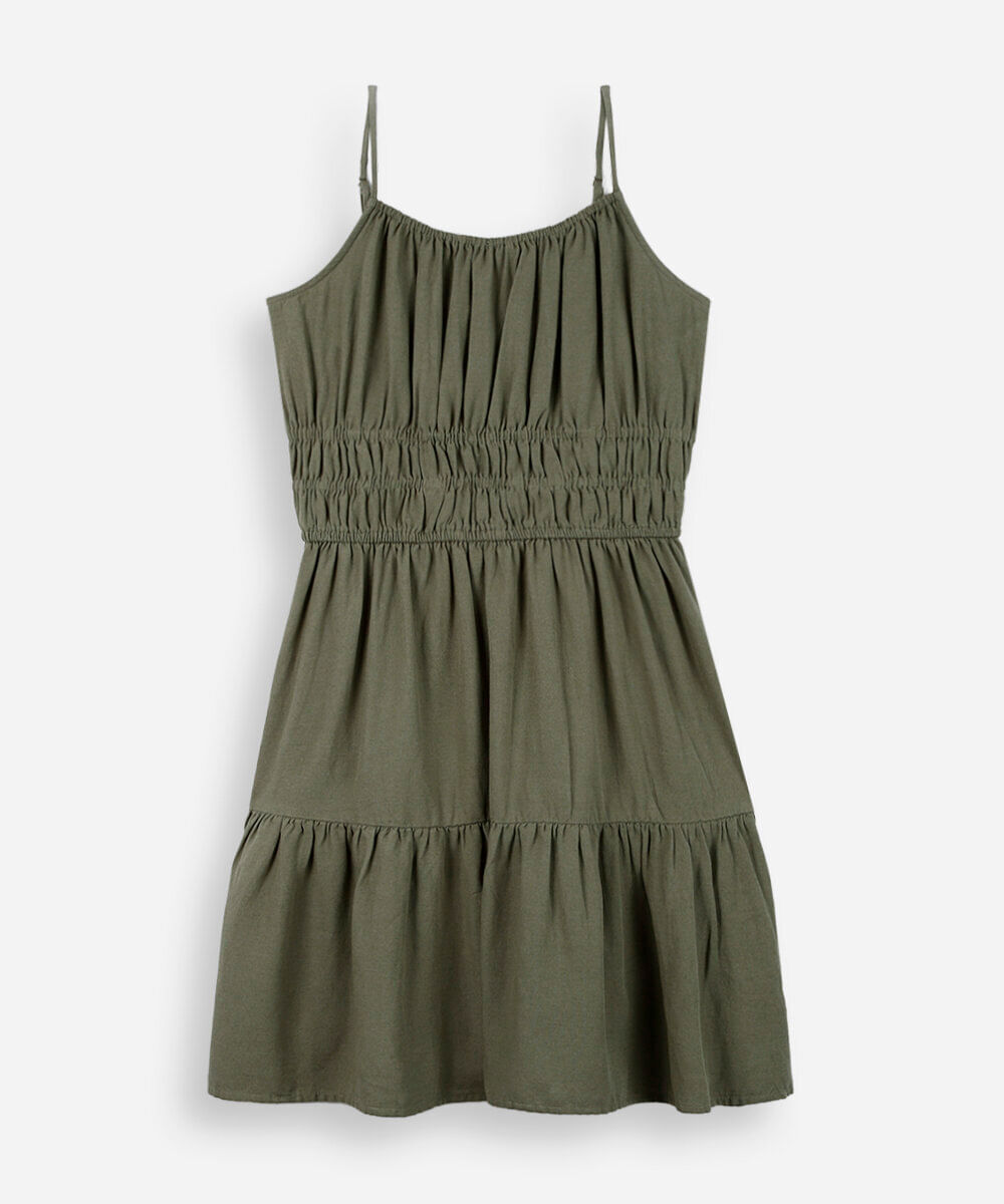 vestido curto juvenil com alças finas verde