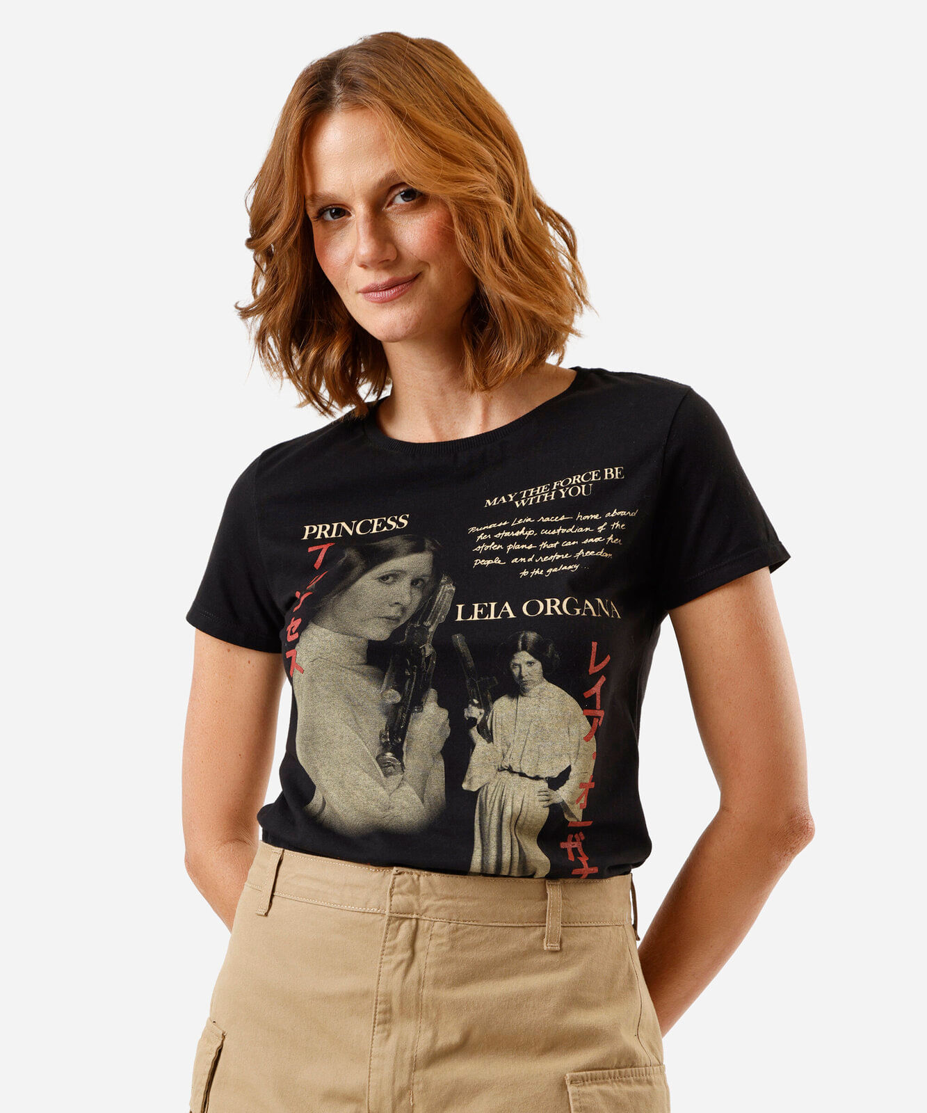 camiseta feminina de algodão manga curta star wars preta