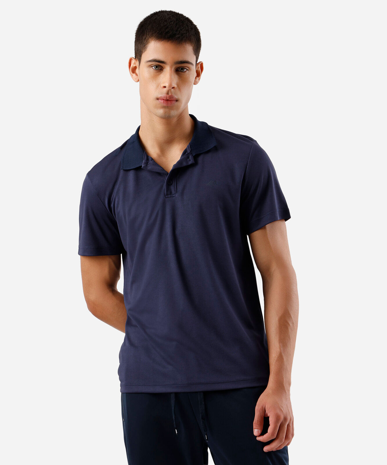 polo esportiva masculina texturizada azul