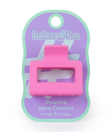 piranha para cabelo quadrada média rosa UNICO