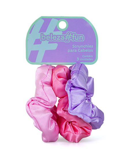 kit de elásticos para cabelo rosa e lilás com 3 unidades colorido UNICO