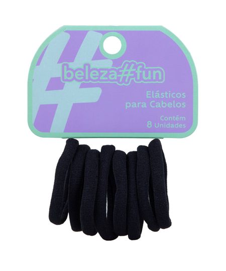kit de elásticos para cabelo preto com 8 unidades UNICO