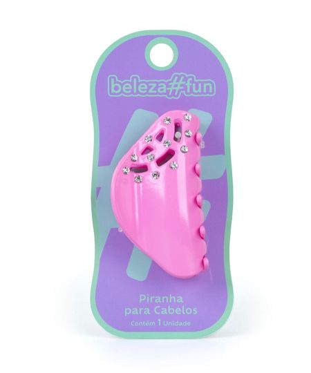 piranha para cabelo com strass rosa UNICO