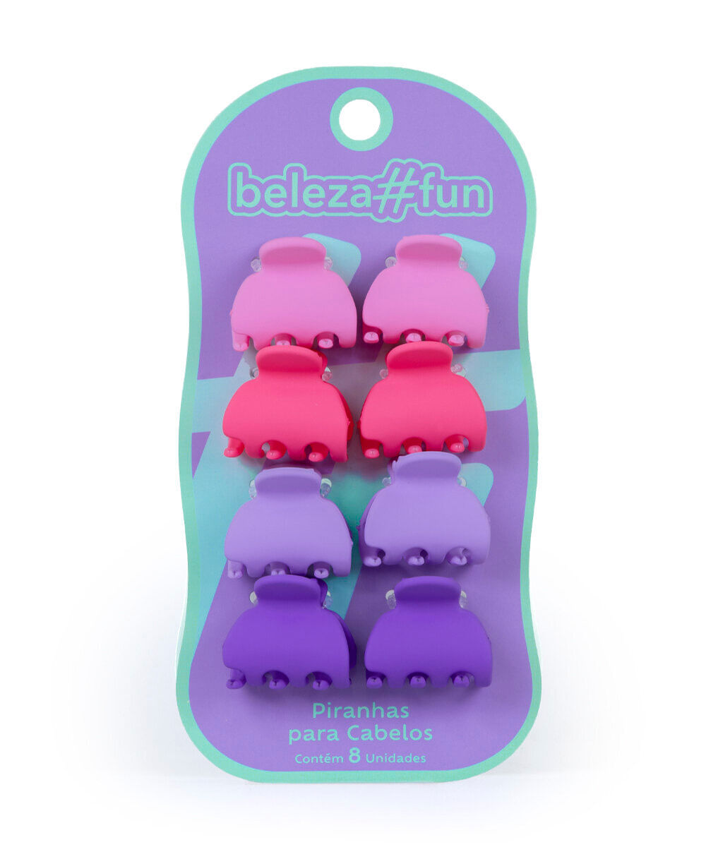 kit de mini presilhas para cabelo rosa e lilás com 8 unidades colorido