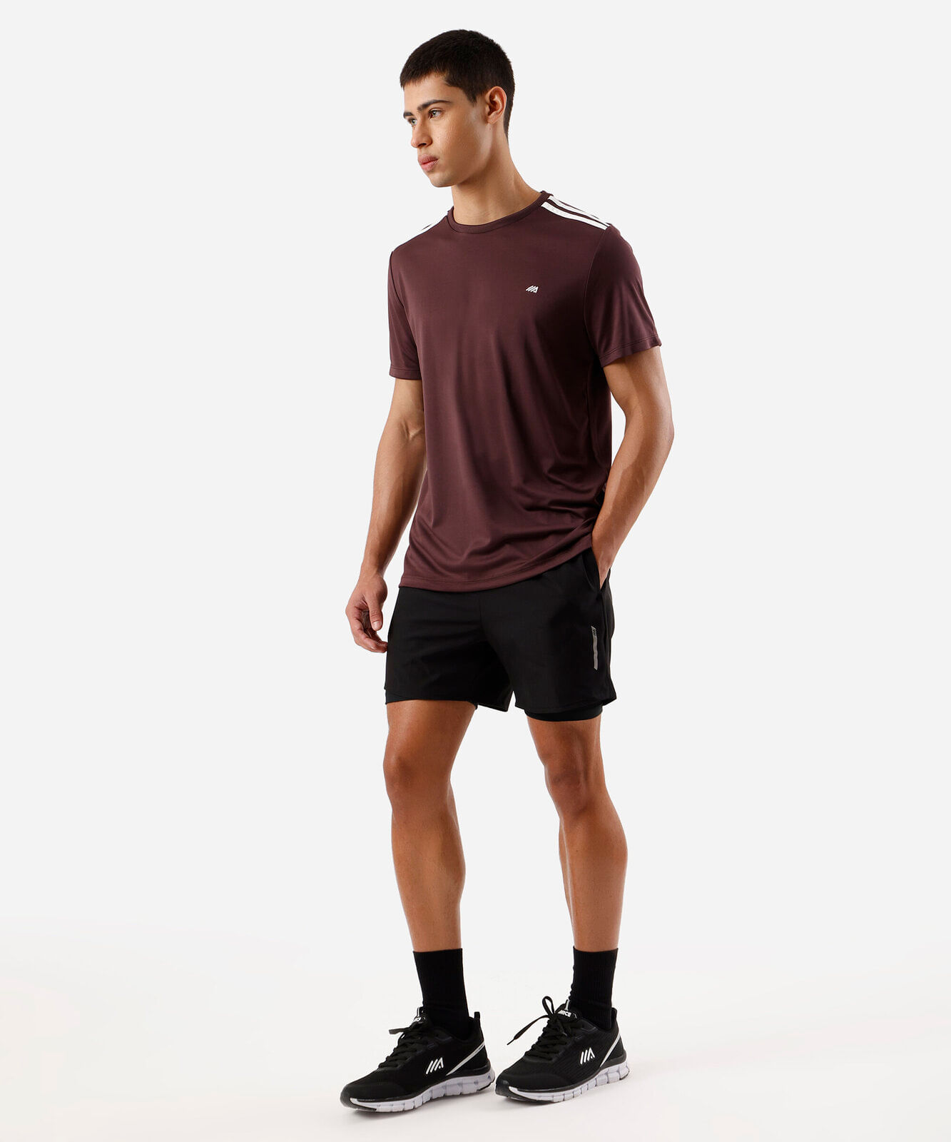 short esportivo masculino com bermuda de compressão preto