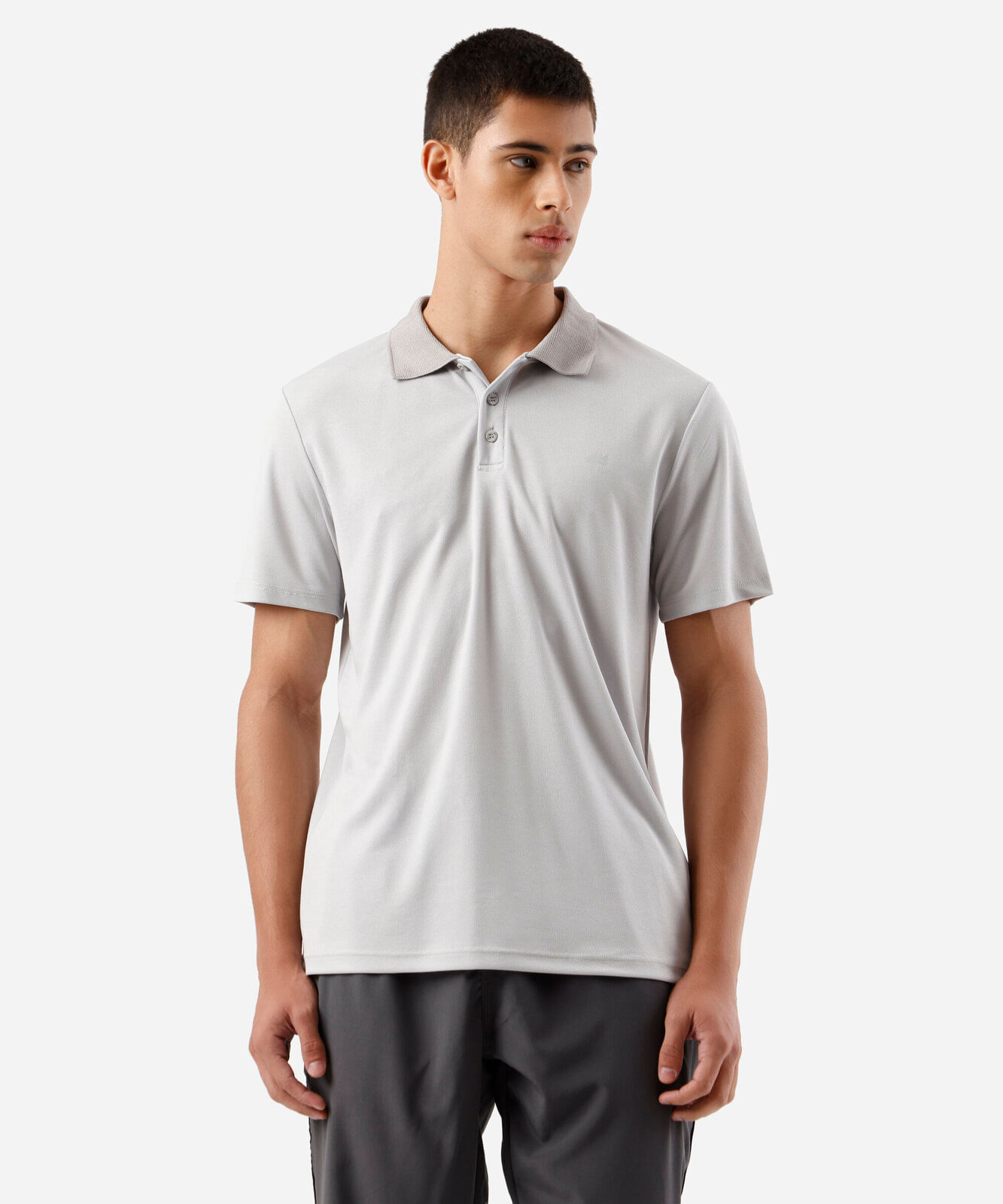 polo esportiva masculina texturizada cinza