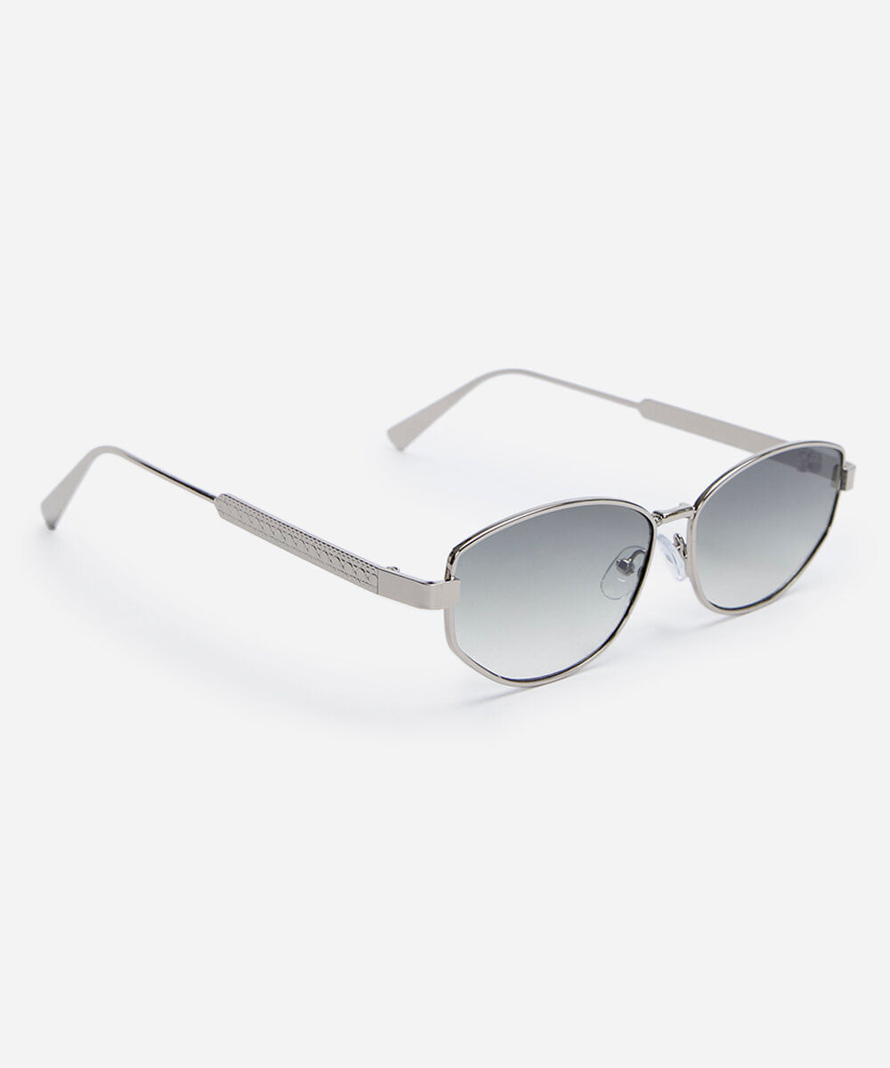 óculos de sol feminino oval de metal triton prata