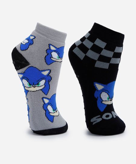 kit de 2 meias cano médio infantil sonic colorido 22-25 kit de 2 meias cano médio infantil sonic colorido 22-25