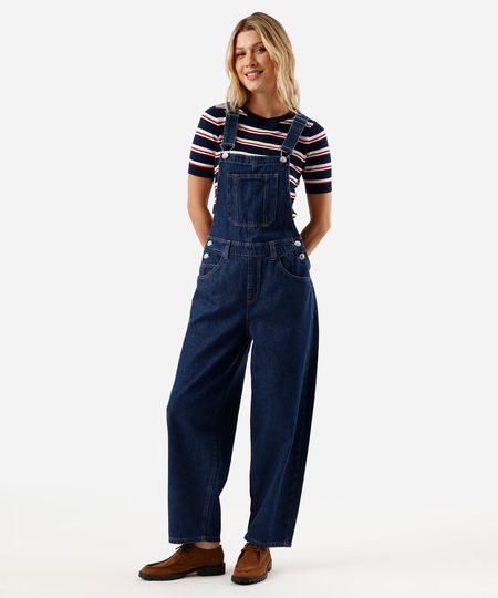 jardineira feminina jeans azul 34