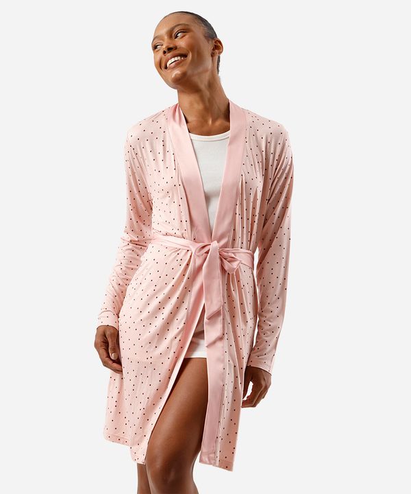 roupão feminino de viscose poá rosa M