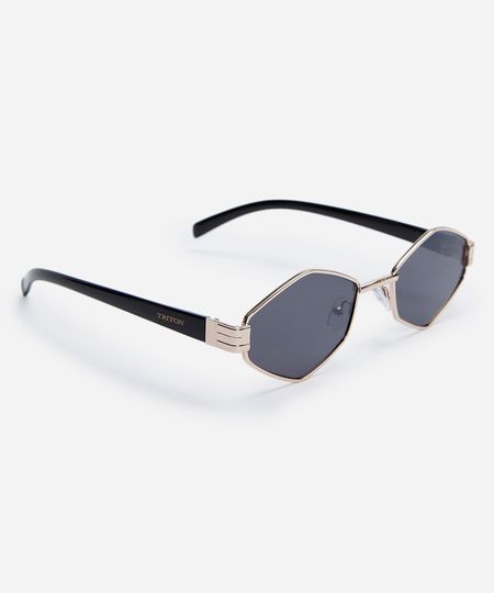 óculos de sol feminino hexagonal de metal triton dourado UNICO óculos de sol feminino hexagonal de metal triton dourado UNICO