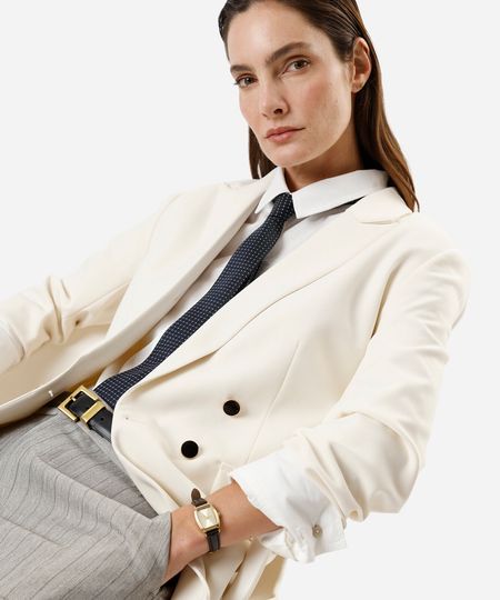 blazer de alfaiataria feminino botões dourados bege GG