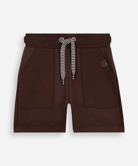 short de moletom infantil com cordão marrom 2
