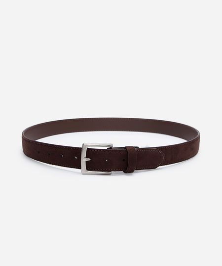 cinto de suede com fivela quadrada marrom P cinto de suede com fivela quadrada marrom P