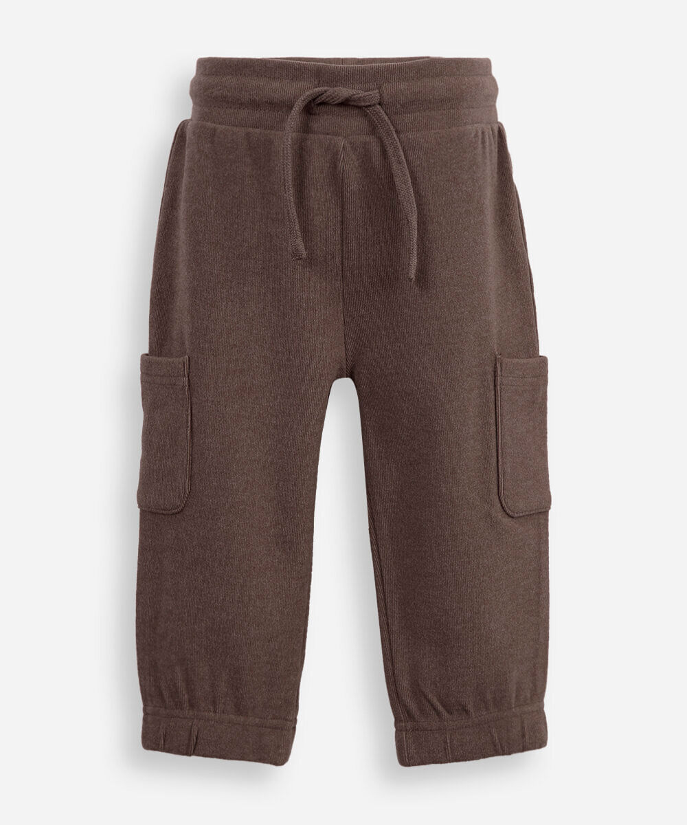 calça jogger infantil com bolsos marrom