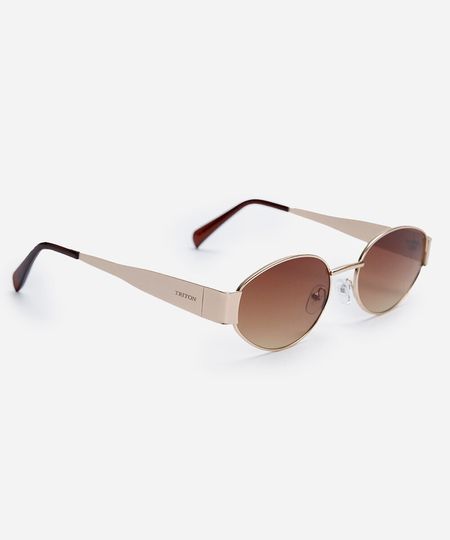 óculos de sol feminino oval de metal triton dourado UNICO óculos de sol feminino oval de metal triton dourado UNICO