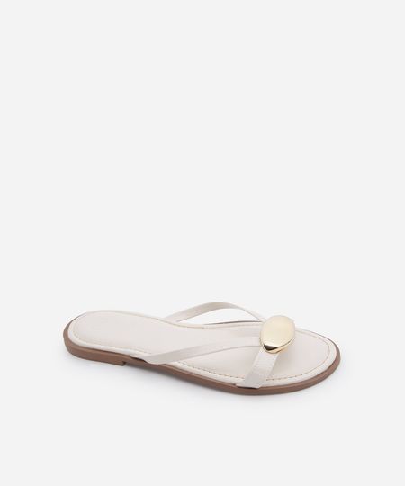 rasteirinha tira fina texturizada off white 37