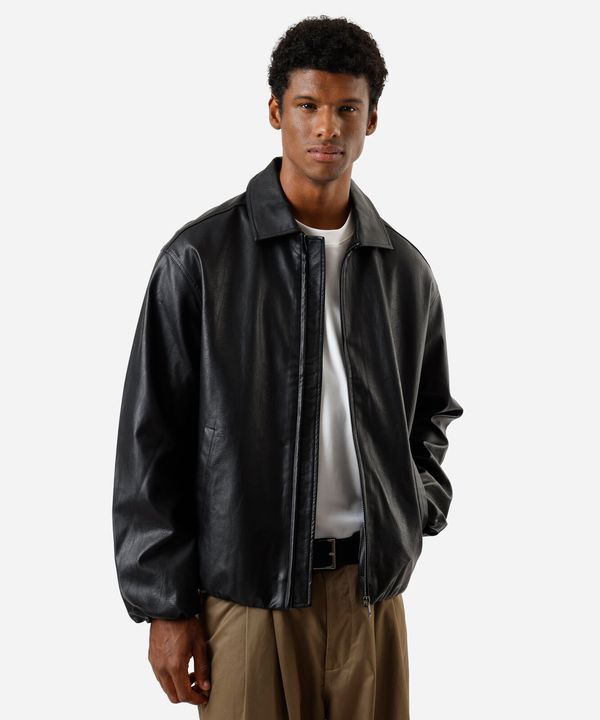 jaqueta bomber masculina de pu com bolsos preta G