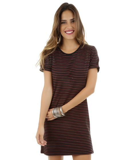 vestido camiseta preto