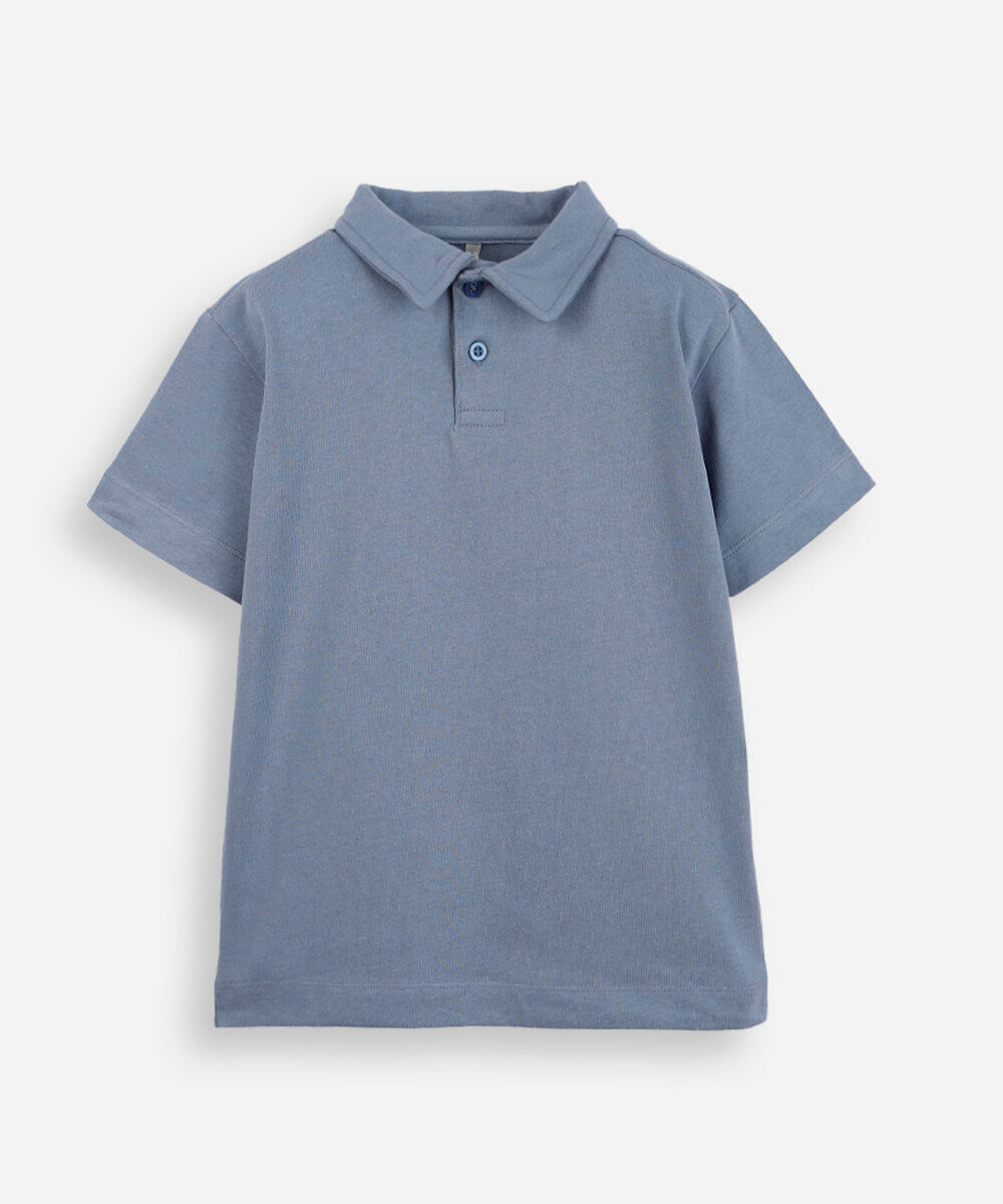 polo infantil de algodão manga curta azul