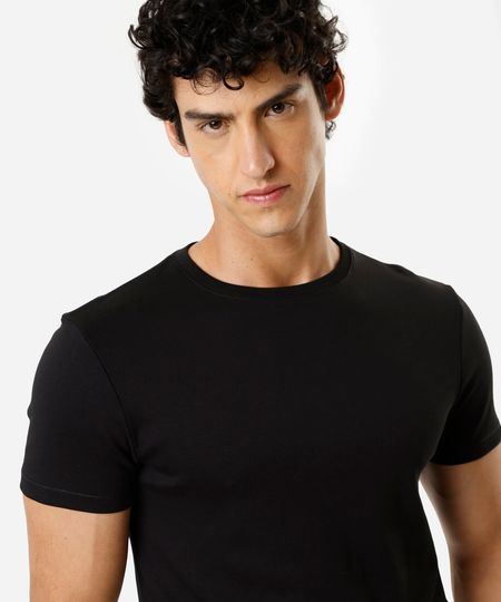 camiseta slim de algodão peruano bold preta M