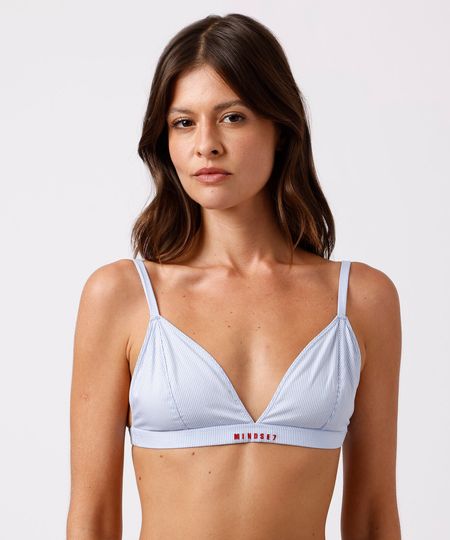 sutiã triângulo feminino de algodão listrado mindset azul P