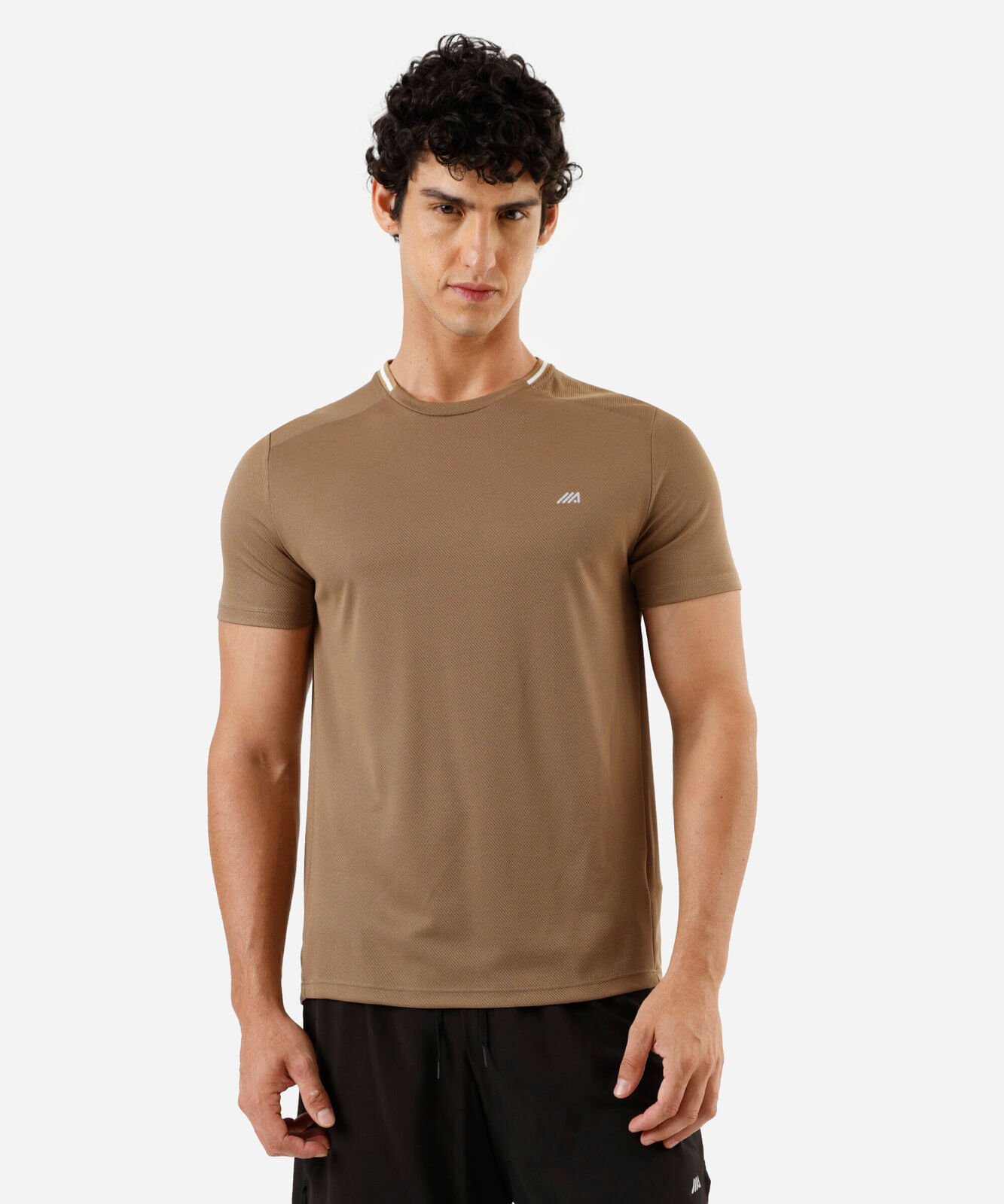 camiseta masculina esportiva manga curta bege