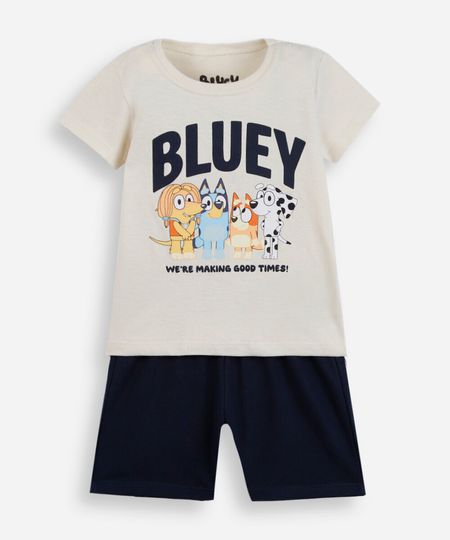 conjunto infantil curto de algodão bluey bege 4