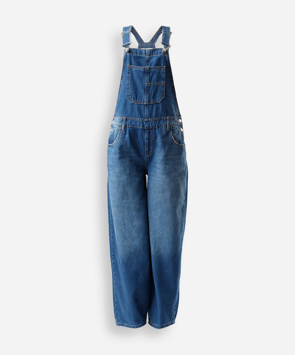 jardineira juvenil jeans azul